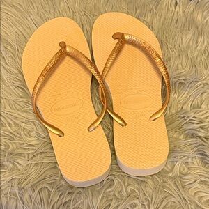 Havaianas Metallic Gold Flip Flops